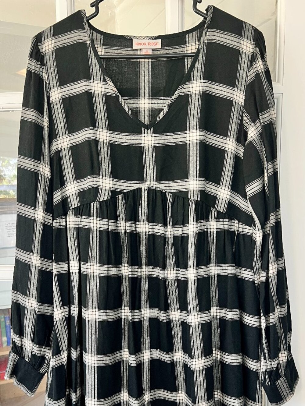 Black Plaid Flannel Dress - Lightweight Soft Flowy Cotton